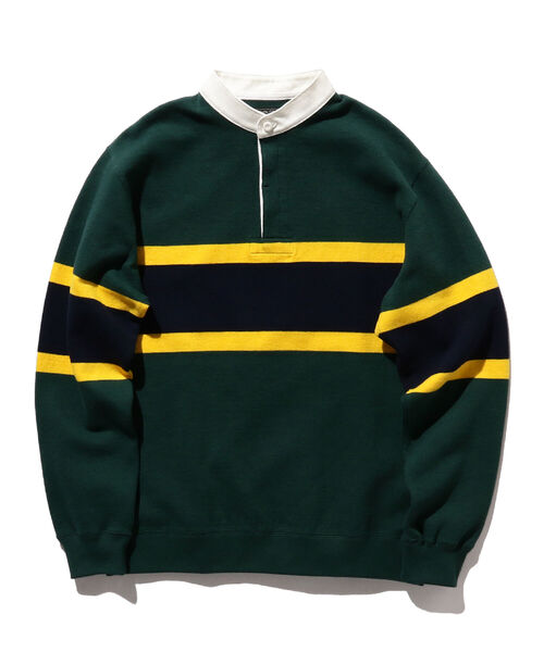 BEAMS PLUS(ビームスプラス)の「BEAMS PLUS / スタンドカラー ラガーシャツ(スウェット・メンズ・オレンジ/ネイビー/グリーン・L/M/S/XL)」の2枚目の写真