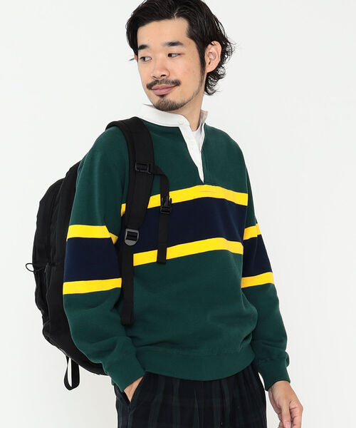 BEAMS PLUS(ビームスプラス)の「BEAMS PLUS / スタンドカラー ラガーシャツ(スウェット・メンズ・オレンジ/ネイビー/グリーン・L/M/S/XL)」の22枚目の写真