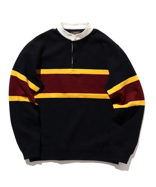 BEAMS PLUS(ビームスプラス)の「BEAMS PLUS / スタンドカラー ラガーシャツ(スウェット・メンズ・オレンジ/ネイビー/グリーン・L/M/S/XL)」の4枚目の写真