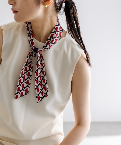 ear PAPILLONNER（イアパピヨネ）の「リング付きスカーフネックレス（ネックレス・レディース・ブラック/レッド/ダークオリーブ/サックスブルー・FREE）」の21枚目の写真