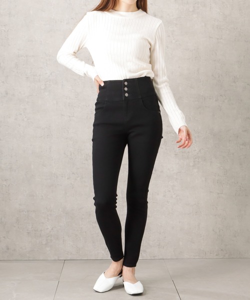 NAVY(ネイビー)の「GOOD STYLE JEANS ハイウエストスキニーデニムパンツ(デニムパンツ・レディース・ワンウォッシュ/ブラック・L/M/XS/S)」の7枚目の写真