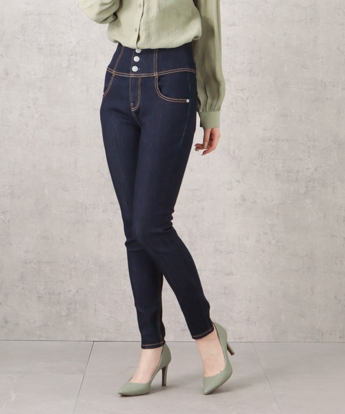 NAVY(ネイビー)の「GOOD STYLE JEANS ハイウエストスキニーデニムパンツ(デニムパンツ・レディース・ワンウォッシュ/ブラック・L/M/XS/S)」の21枚目の写真