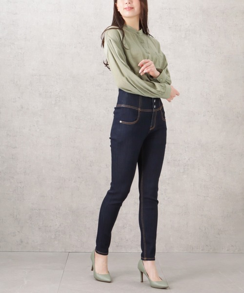 NAVY(ネイビー)の「GOOD STYLE JEANS ハイウエストスキニーデニムパンツ(デニムパンツ・レディース・ワンウォッシュ/ブラック・L/M/XS/S)」の17枚目の写真
