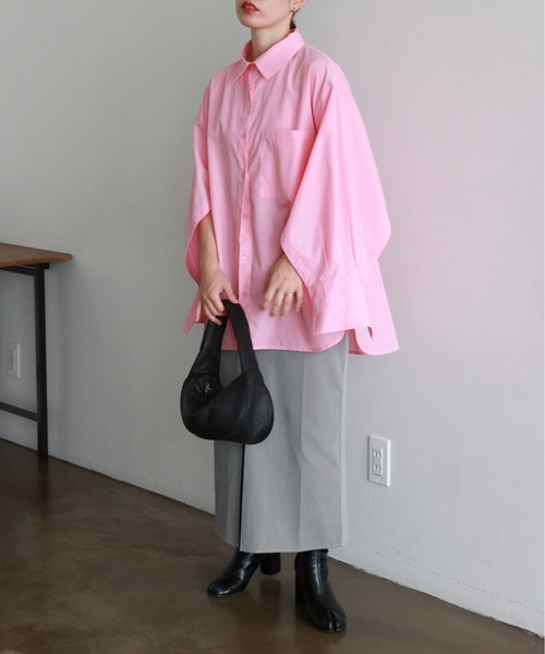 feepur(フェピュール)の「【TALLサイズあり】フロントタックロングタイトスカート(スカート・レディース・ブラック/グレー/アイボリー/ネイビー×ホワイト・MEDIUM/TALL)」の22枚目の写真