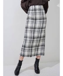 MERCURYDUO | ヘムフリンジツイードタイトスカート(スカート)