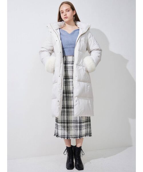 MERCURYDUO（マーキュリーデュオ）の「ヘムフリンジツイードタイトスカート（スカート・レディース・ブラック/アイボリー/グリーン・SMALL/MEDIUM）」の21枚目の写真