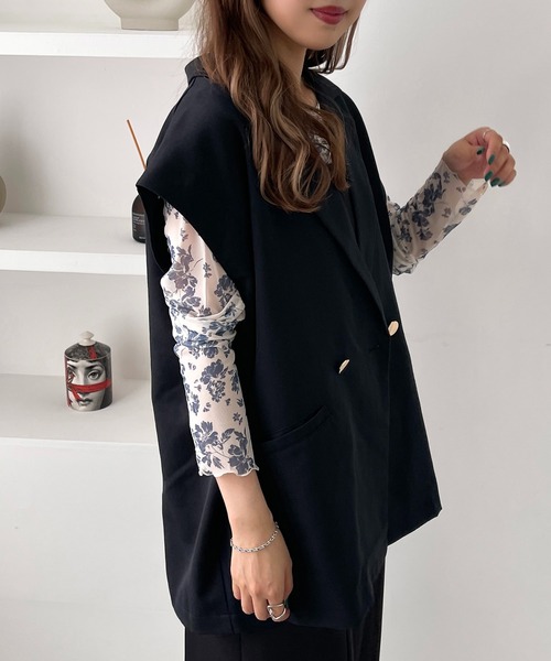 apres jour mignon（アプレジュールミニョン）の「【3周年記念アイテム】２WAYジャケット【ZOZOTOWN限定アイテム】（テーラードジャケット・レディース・ブラック/ベージュ/ネイビー・X-LARGE/フリー）」の22枚目の写真