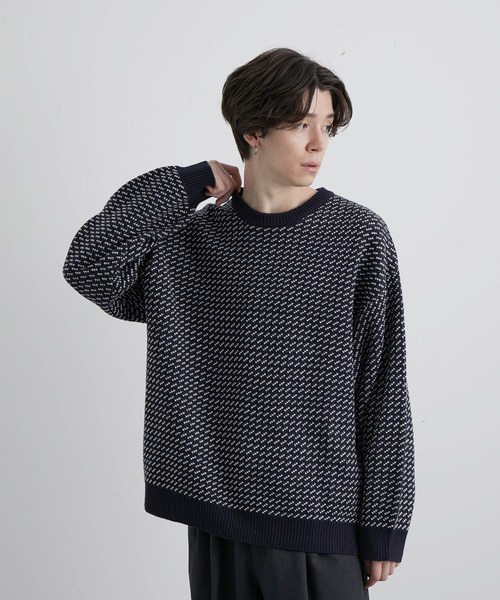 JUNRED（ジュンレッド）の「バーズアイルーズニットプルオーバー（ニット/セーター・メンズ・ネイビー/グリーン/ホワイト系その他・S/M/L）」の17枚目の写真