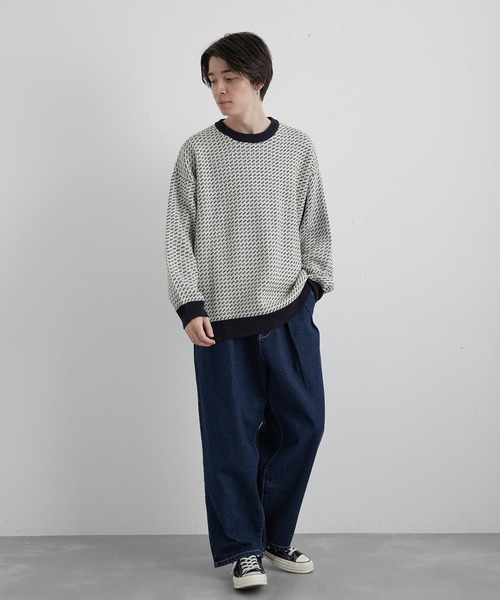 JUNRED（ジュンレッド）の「バーズアイルーズニットプルオーバー（ニット/セーター・メンズ・ネイビー/グリーン/ホワイト系その他・S/M/L）」の10枚目の写真