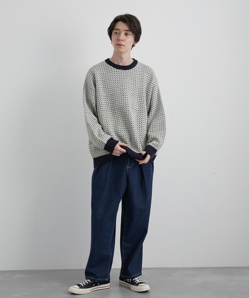 JUNRED（ジュンレッド）の「バーズアイルーズニットプルオーバー（ニット/セーター・メンズ・ネイビー/グリーン/ホワイト系その他・S/M/L）」の15枚目の写真