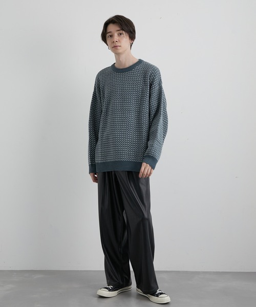 JUNRED（ジュンレッド）の「バーズアイルーズニットプルオーバー（ニット/セーター・メンズ・ネイビー/グリーン/ホワイト系その他・S/M/L）」の8枚目の写真