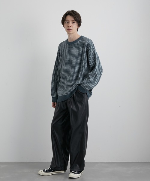 JUNRED（ジュンレッド）の「バーズアイルーズニットプルオーバー（ニット/セーター・メンズ・ネイビー/グリーン/ホワイト系その他・S/M/L）」の5枚目の写真