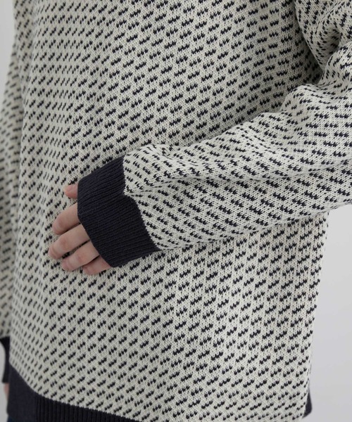 JUNRED（ジュンレッド）の「バーズアイルーズニットプルオーバー（ニット/セーター・メンズ・ネイビー/グリーン/ホワイト系その他・S/M/L）」の6枚目の写真