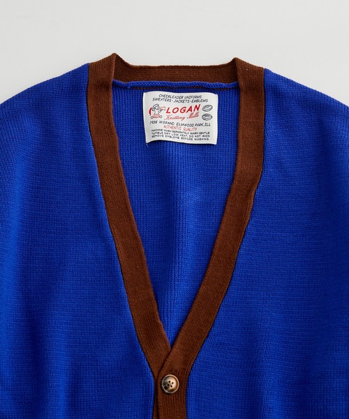 ADAM ET ROPE'(アダムエロペ)の「【WEB限定】LOGAN/ローガン 別注 カラーブロック カーディガン/ユニセックス(カーディガン/ボレロ・メンズ・ベージュ/グリーン系その他/ブルー・L/M)」の10枚目の写真