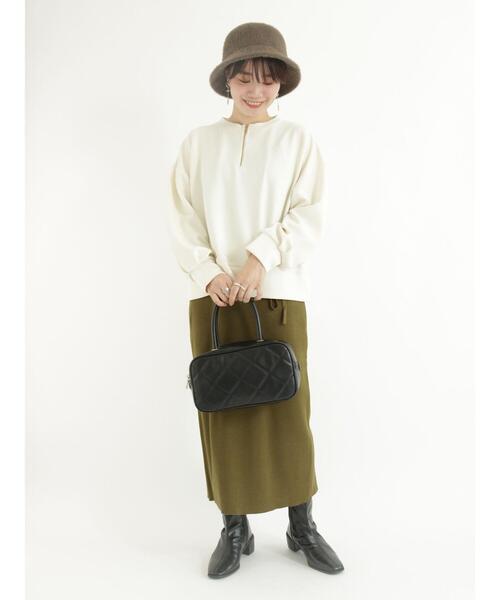 Te chichi TERRASSE(テチチテラス)の「ダンボールノーカラーハーフジップトップス(Tシャツ/カットソー・レディース・ネイビー/グレー/オフホワイト・フリ-)」の16枚目の写真