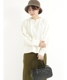 Te chichi TERRASSE | ダンボールノーカラーハーフジップトップス(Tシャツ/カットソー)