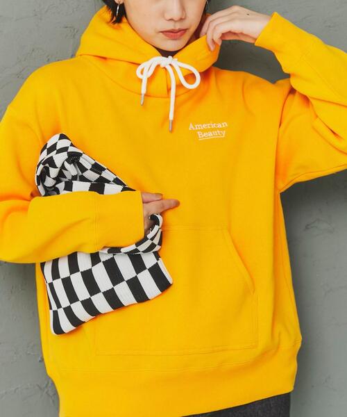 coen(コーエン)の「ヘビー裏起毛刺繍フーディー(パーカー・レディース・イエロー/ネイビー/ライトグレー・M/L)」の1枚目の写真
