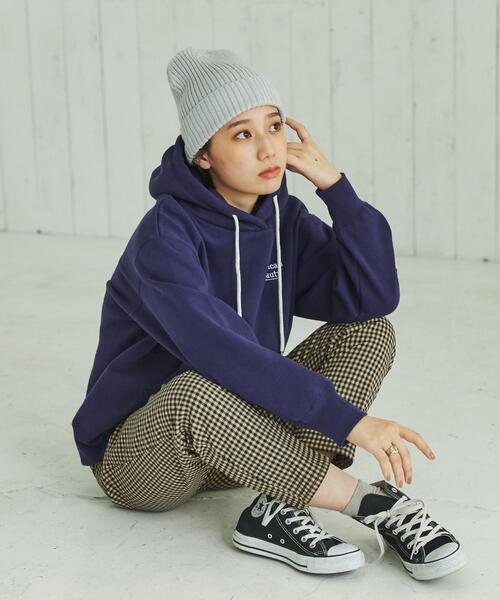 coen(コーエン)の「ヘビー裏起毛刺繍フーディー(パーカー・レディース・イエロー/ネイビー/ライトグレー・M/L)」の6枚目の写真