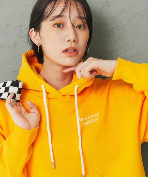 coen(コーエン)の「ヘビー裏起毛刺繍フーディー(パーカー・レディース・イエロー/ネイビー/ライトグレー・M/L)」の7枚目の写真