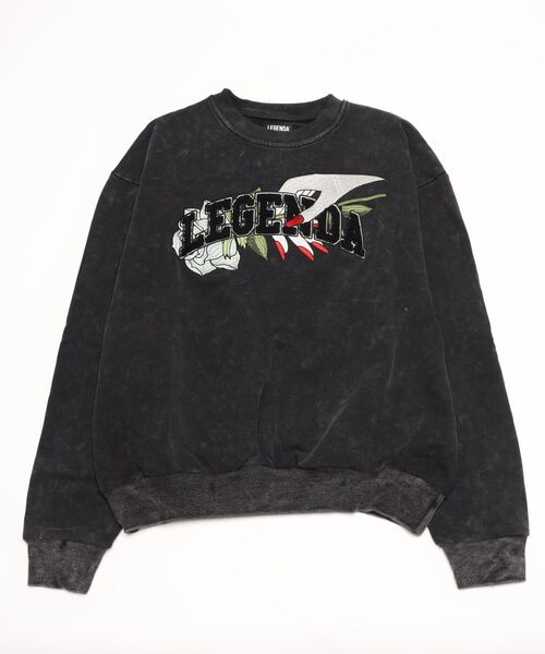 LEGENDA（レジェンダ）の「レジェンダ アシッドウォッシュ ローズ ホールディング スウェットシャツ / LEGENDA Acid-Wash Rose Holding Sweatshirt（スウェット・メンズ・ブラック×ホワイト/ブラック×パープル/ブラック×グリーン/ブラック×ブルー・FREE）」の17枚目の写真