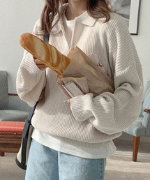 Dalfwin | 2022 AW 秋冬 韓国ファッション ニット レディース　ハーフジップニットトップス プルオーバー(ニット/セーター)