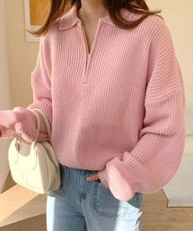 Dalfwin | 2022 AW 秋冬 韓国ファッション ニット レディース　ハーフジップニットトップス プルオーバー(ニット/セーター)