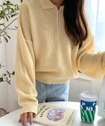 Dalfwin | 2022 AW 秋冬 韓国ファッション ニット レディース　ハーフジップニットトップス プルオーバー(ニット/セーター)