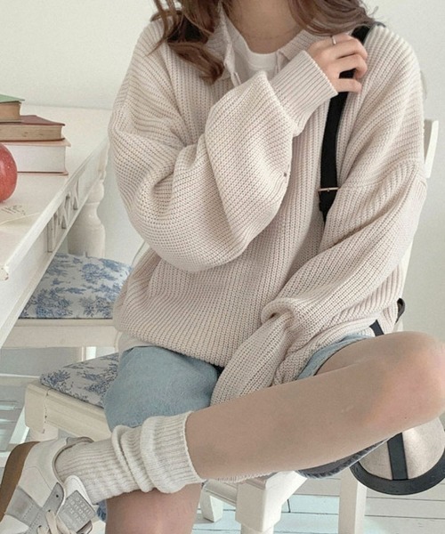 Dalfwin(ダールフィン)の「ハーフジッププルオーバーニット(ニット/セーター・レディース・ベージュ/ネイビー/グレー/イエロー/ピンク・FREE)」の21枚目の写真