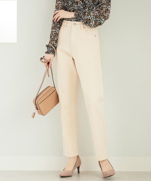 CHAN ME（チャンミ）の「テーパードデニムパンツ（デニムパンツ・レディース・ホワイト/ダークネイビー/インディゴブルー/ブルー/ブラック系その他/ブラック/ライトブルー/サックスブルー・SMALL/MEDIUM/LARGE/X-LARGE/X-SMALL）」の2枚目の写真