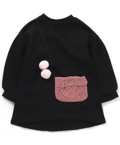 Seraph（セラフ）の「キルティングポシェットチュニック（チュニック・キッズ・アイボリー/ピンク/ブラック・130/120/100/90/110/140/80/95）」の2枚目の写真