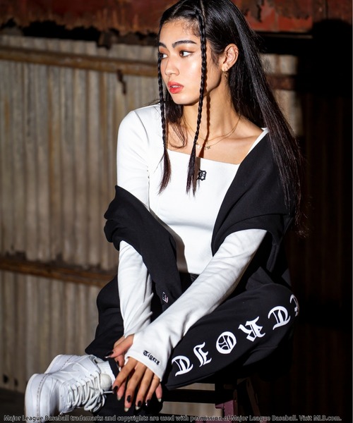 BACK TO THE FIELD(バック トゥー ザ フィールド)の「【MLB】刺繍ロゴカットタイトリブトップス(Tシャツ/カットソー・レディース・ホワイト/グリーン/ブラック・FREE)」の8枚目の写真