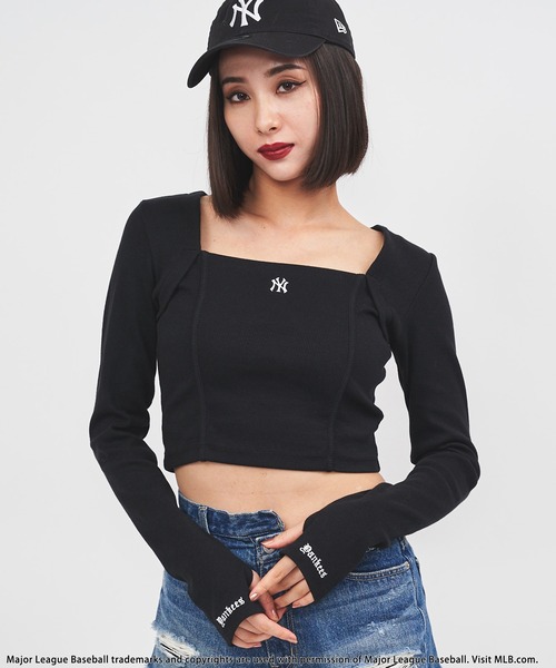 BACK TO THE FIELD(バック トゥー ザ フィールド)の「【MLB】刺繍ロゴカットタイトリブトップス(Tシャツ/カットソー・レディース・ホワイト/グリーン/ブラック・FREE)」の10枚目の写真