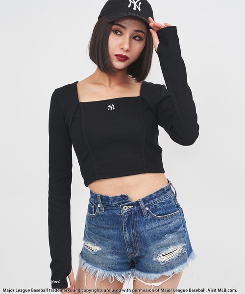 BACK TO THE FIELD(バック トゥー ザ フィールド)の「【MLB】刺繍ロゴカットタイトリブトップス(Tシャツ/カットソー・レディース・ホワイト/グリーン/ブラック・FREE)」の22枚目の写真