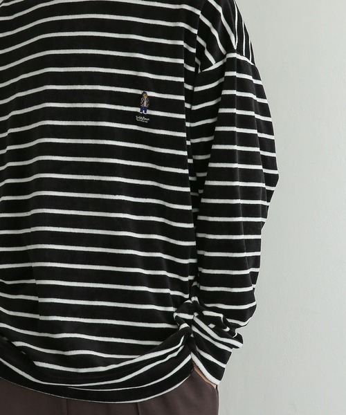 SENSE OF PLACE by URBAN RESEARCH(センスオブプレイスバイアーバンリサーチ)の「『別注』TeddyBear×SENSE OF PLACE テディベアベロアスウェットB(Tシャツ/カットソー・メンズ・ライトグレー/ブラック・MEDIUM/LARGE)」の1枚目の写真