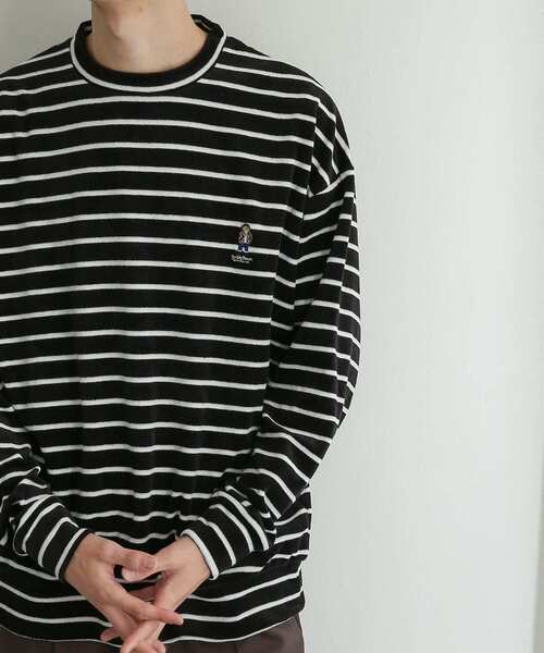 SENSE OF PLACE by URBAN RESEARCH(センスオブプレイスバイアーバンリサーチ)の「『別注』TeddyBear×SENSE OF PLACE テディベアベロアスウェットB(Tシャツ/カットソー・メンズ・ライトグレー/ブラック・MEDIUM/LARGE)」の4枚目の写真