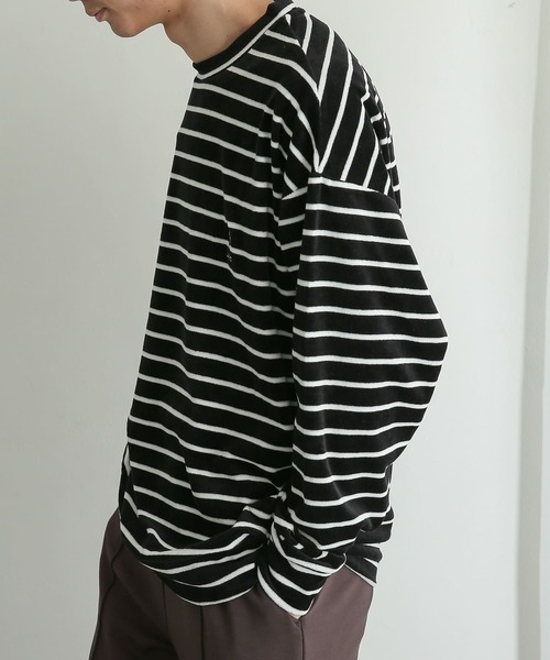 SENSE OF PLACE by URBAN RESEARCH(センスオブプレイスバイアーバンリサーチ)の「『別注』TeddyBear×SENSE OF PLACE テディベアベロアスウェットB(Tシャツ/カットソー・メンズ・ライトグレー/ブラック・MEDIUM/LARGE)」の3枚目の写真