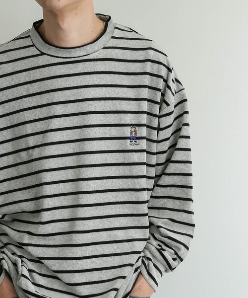 SENSE OF PLACE by URBAN RESEARCH(センスオブプレイスバイアーバンリサーチ)の「『別注』TeddyBear×SENSE OF PLACE テディベアベロアスウェットB(Tシャツ/カットソー・メンズ・ライトグレー/ブラック・MEDIUM/LARGE)」の9枚目の写真