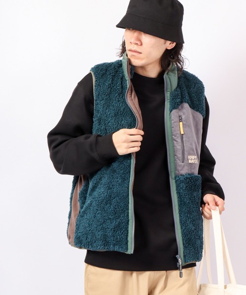KRIFF MAYER（クリフメイヤー）の「KRIFF MAYER シャギーボアベスト（ベスト・メンズ・ネイビー/ベージュ/カーキ/マルチ/ナチュラル・S/M/L/XL）」の4枚目の写真