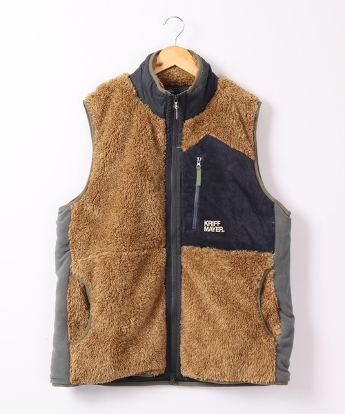 KRIFF MAYER（クリフメイヤー）の「KRIFF MAYER シャギーボアベスト（ベスト・メンズ・ネイビー/ベージュ/カーキ/マルチ/ナチュラル・S/M/L/XL）」の6枚目の写真