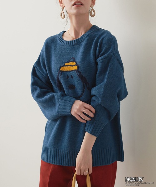 PEANUTS / ニット・セーター(厚手)/M/ウール/NVY PEANUTS（ピーナッツ）の「【ピーナッツ/PEANUTS】スヌーピーBIG