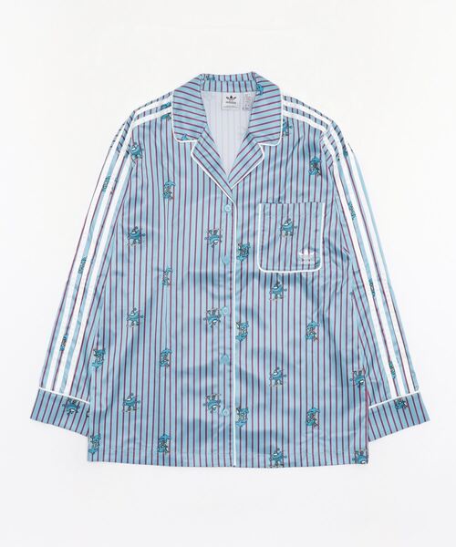 adidas(アディダス)の「サテン クリスマス トップ / アディダスオリジナルス(シャツ/ブラウス・レディース・ブルー・SMALL/X-LARGE/MEDIUM/X-SMALL/XX-LARGE/LARGE)」の6枚目の写真