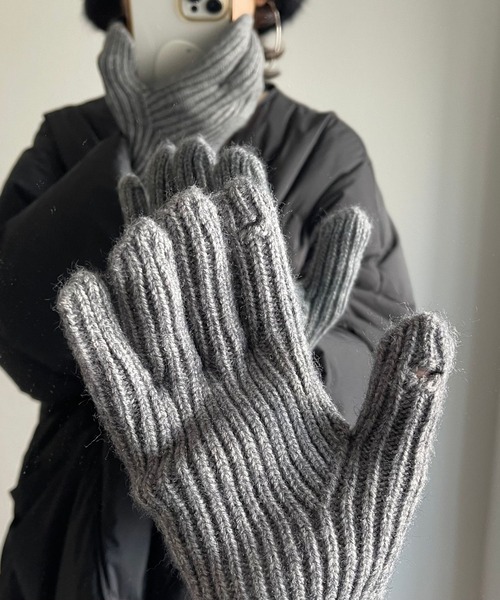 finger hole knit gloves / フィンガーホールニットグローブ手袋（手袋