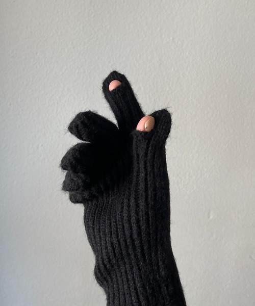 finger hole knit gloves / フィンガーホールニットグローブ手袋（手袋
