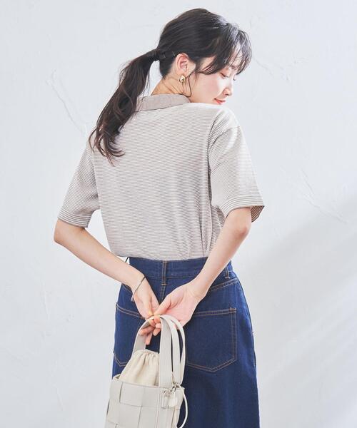 coen(コーエン)の「サラコスキッパーポロニット(ポロシャツ・レディース・ホワイト/ブラック/ベージュ・M/L)」の6枚目の写真