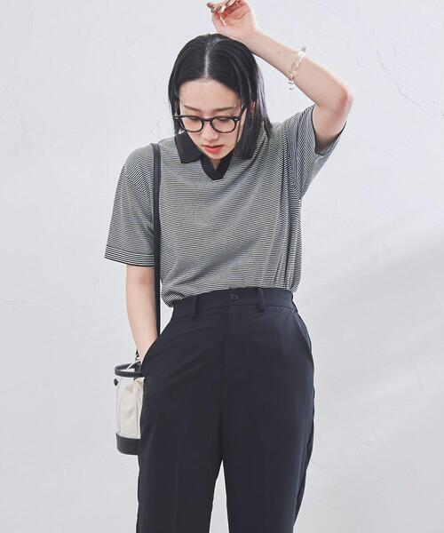 coen(コーエン)の「サラコスキッパーポロニット(ポロシャツ・レディース・ホワイト/ブラック/ベージュ・M/L)」の7枚目の写真