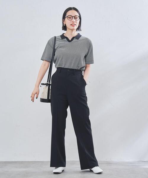 coen(コーエン)の「サラコスキッパーポロニット(ポロシャツ・レディース・ホワイト/ブラック/ベージュ・M/L)」の8枚目の写真