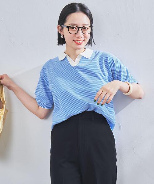 coen(コーエン)の「サラコスキッパーポロニット(ポロシャツ・レディース・ホワイト/ブラック/ベージュ・M/L)」の10枚目の写真