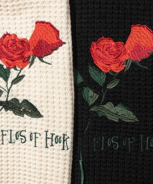 HOOK(フック)の「HOOK -original- ワッフル編み手縫いステッチバラ刺繍ニット風スウェット(スウェット・メンズ・ライトベージュ/ブラック・M/L/XL)」の3枚目の写真