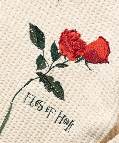 HOOK(フック)の「HOOK -original- ワッフル編み手縫いステッチバラ刺繍ニット風スウェット(スウェット・メンズ・ライトベージュ/ブラック・M/L/XL)」の20枚目の写真