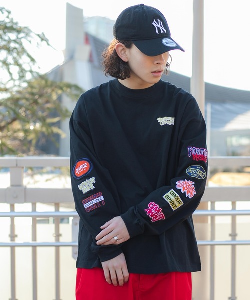 WEGO（ウィゴー）の「WEGO/ヘビーウエイト ワッペンロンT（Tシャツ/カットソー・メンズ・ホワイト系その他/ブラック/ホワイト/ブラック系その他・LARGE/MEDIUM）」の4枚目の写真